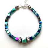 Sea Green Ceramic, Crystal & Gemstone Bracelet - 26105BR