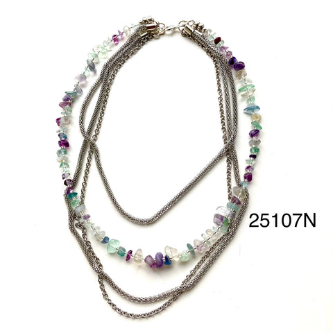 Multi-Chain and Fluorite Necklace - 25107N