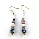 Black&White Ceramic & Gemstone Earrings - 25102ER