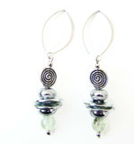 Prehnite and Silver Plated Earrings - 21102ER