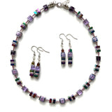Lilac Ceramic, Crystal & Gemstone Necklace - 25114N