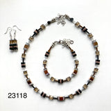 Rose Gold and Grey Hematite and Crystal Necklace - 23118N