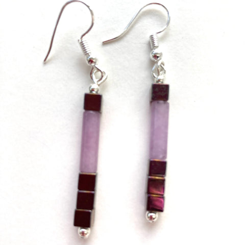 Tubular Purple & Lilac Gemstone Earrings - 24114ER