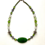 Green Gemstone Necklace with Celtic Spirals - 23107N