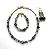 Purple & Green vintage-look Gemstone Earrings - 26101ER