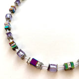 Lilac Crystal and Gemstone Cube Necklace - 24101N