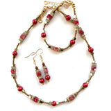 Terracotta and Gold Gemstone Necklace - 25101N