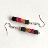 Orange and Pink Gemstone Cube Earrings -21105ER