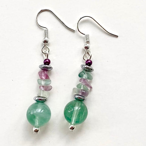 Fluorite Gemstone Earrings - 22129ER