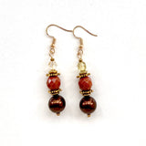 Brown and Gold Gemstone Earrings - 22141ER