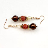 Brown and Gold Gemstone Earrings - 22141ER