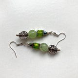 Green Gemstone Earrings with Celtic Spirals - 23107ER