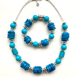 Turquoise and Blue Natural Shell Necklace - 23110N