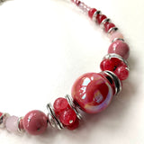 Coral Pink Ceramic and Gemstone Necklace - 23109N