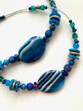 Long Blue Agate Gemstone Necklace - 23124N