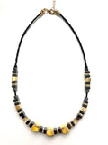 Yellow Ceramic and Gemstone Cubes Necklace - 22125NY
