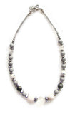 Silver and White Gemstone  Necklace - 20143N