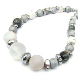 Silver and White Gemstone  Necklace - 20143N