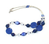 Long Blue and White Lampwork Necklace - 20134N