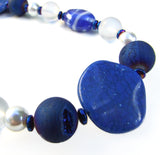 Long Blue and White Lampwork Necklace - 20134N
