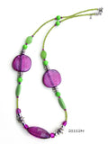 Long Bright Purple and Lime Green Necklace - 21112N