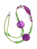 Long Bright Purple and Lime Green Necklace - 21112N
