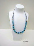 21103N.   Turquoise and Blue Art Deco Style Gemstone Necklace.