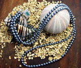 Extra long steel grey pearl necklace - M17056
