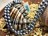 Extra long steel grey pearl necklace - M17056