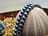 Extra long steel grey pearl necklace - M17056