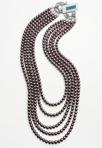 Five strand Taupe pearl necklace - 17063N