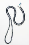 Extra long steel grey pearl necklace - M17056