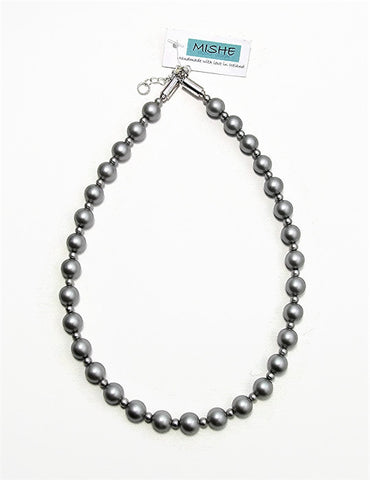 Steel grey pearl necklace - 17046N