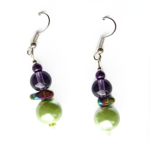 Purple and Green Gemstone Earring - 19021ER