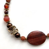 Brown and Gold Gemstone Necklace - 22141N