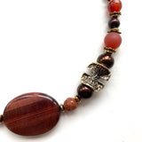 Brown and Gold Gemstone Necklace - 22141N