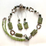 Long Green Gemstone and Chain Necklace - 22121N