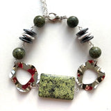 Long Green Gemstone and Chain Necklace - 22121N