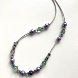 Fluorite and Pearl Gemstone Necklace - 22129N
