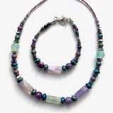Purple/Green Fluorite Gemstone Necklace - 23103N