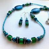 Long Green and Blue Gemstone Necklace - 22119N