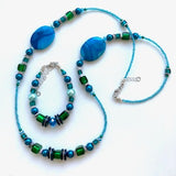Long Green and Blue Gemstone Necklace - 22119N