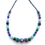 Purple and Green Gemstone Necklace - 23106N
