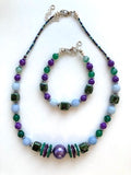 Purple and Green Gemstone Necklace - 23106N