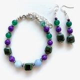 Purple and Green Gemstone Necklace - 23106N