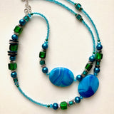 Long Green and Blue Gemstone Necklace - 22119N