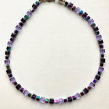 Purple and Lilac Crystal Cube Necklace - 23105N