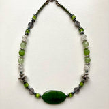 Green Gemstone Necklace with Celtic Spirals - 23107N