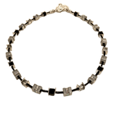 Black and Silver Hematite and Crystal Necklace - 23108N