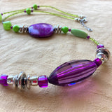 Long Bright Purple and Lime Green Necklace - 21112N